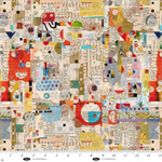 Blank Quilting - Spread The Word - Newspaper with Abstract Shapes, Parchment