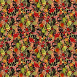 Clothworks - Poppy Dreams - Berries & Buds, Black