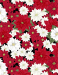 Wilmington Prints - Cardinal Charm - Packed Poinsettias, Black