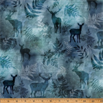 Hoffman California - Forest Fawn - Ferns & Deer, Dusty Blue