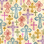 Quilting Treasures - The Good Shepherd - Crosses, Ecru