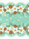 Moda - Classic Retro Toweling - 16^ Hemmed Edge - Country Flowers, Aqua