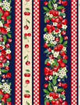 Timeless Treasures - Cherry Pie - 11^ Cherry Stripe, Navy