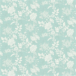 Henry Glass - Tranquility - Floral Design, Light Aqua