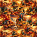 Blank Quilting - Homestead Heritage - Cabin Scenic, Sunset