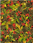 Oasis Fabrics - Change of Seasons - Pinecone & Leaf, Black