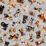 Quilting Treasures - QT Cuties 2 - Puppy Toss, Gray