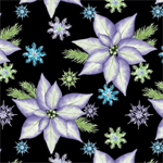 Blank Quilting - Aurora Flurries - Poinsettias and Snowflakes, Black