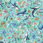 Quilting Treasures - Nauticus - Sea Creatures, Turquoise