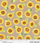 P & B Textiles - Sunflower Field - Sunflower Heads, Yellow/Natural