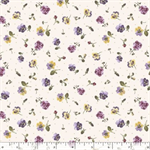 Marcus Fabrics - Dandy Pansies - Tossed Pansies, Cream