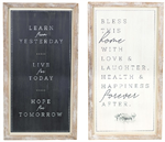 Double Sided Wooden Sign - Learn from Yesterday/Bless this Home (Reversible)