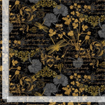 Timeless Treasures - Scarlet Beauty - Text and Floral, Black