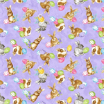 Blank Quilting - Spring is Hare - Tossed Bunnies, Purple