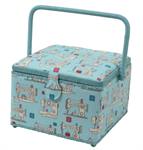 Sewing Machine Supplies - Large Square Sewing Box - Sewing Machine Print