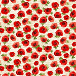 Timeless Treasures - Poppy Passion - Poppies On Script, Cream