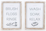Double Sided Wooden Sign - Brush, Floss, Rinse (Reversible)