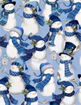 Wilmington Prints - Let it Snow-Man! - Packed Snowmen, Light Blue