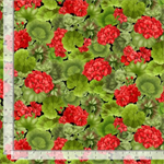 Timeless Treasures - Scarlet Beauty - Geranium Floral, Green