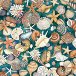 Quilting Treasures - Nauticus - Shells, Turquoise