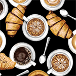 Benartex Kanvas - For The Love of Coffee - Coffee & Pastries, Black