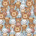 Henry Glass - Boho Buddies - Crowded Buddies, Light Blue