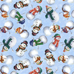 Windham Fabrics - Winter Wonder - Snow Guys & Gals, Icy Blue
