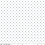 Riley Blake - Basic - Swiss Dot, Denim on White