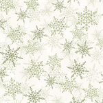 P & B Textiles - Winter Song - Layered Snowflakes, Ecru/Green
