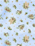 Wilmington Prints - Let it Snow-Man! - Birds & Pine Toss, Light Blue
