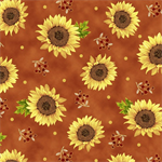 Quilting Treasures - Always Give Thanks - Sunflowers, Orange