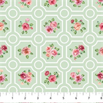 Northcott - Blush - Floral Grid, Green