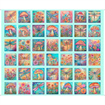 Quilting Treasures - Spring Bling - 36^ Butterfly, Floral & Mushroom Panel, Aqua