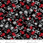 Henry Glass - Scarlet's Treasure - Floral Vine, Black Red