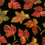 Quilting Treasures - Autumn Bounty - Tossed Leaves, Multi/Black