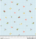 P & B Textiles - Bunnies & Blooms - Floral Gingham, Blue