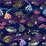 Oasis Fabrics - Way Under - Fish, Purple/Blue