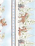 Timeless Treasures - Bunnies Snow Day - Winter Animal 11^ Stripe, Multi