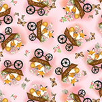 Quilting Treasures - Flora & The Fox - Fox in Wheelbarrow, Pink
