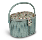 Sewing Machine Supplies - Medium Oval Sewing Basket - Green Print