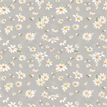 Clothworks - Daisy Field - Daisies & Bees, Gray
