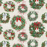 Blank Quilting - December Magic - Christmas Wreaths, Ecru