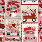 3 Wishes - Hugs and Kisses - Be Mine Patchwork, Multi