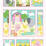 Oasis Fabrics - Wee One Baby - 36^ Barnyard Animals Panel, Multi/Pink