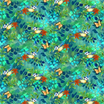 Studio E - Auburn Fox - Tossed Bird Allover, Teal