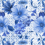 Blank Quilting - Blue Jubilee - Large Daisy with Swirl, Medium Blue