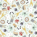 P & B Textiles - Dream Drifters - Tossed Animals, Light Mint