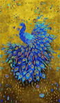 Timeless Treasures - Gilded Plume - 24^ Peacock Panel, Multi