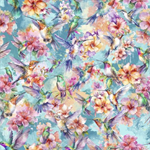 Lumin Fabrics - Flight of Fancy - Happy Hummingbirds, Blue