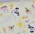 A.E. Nathan - 56/57^ Printed Dyed Flannel - Scattered Farm Animals, Yellow